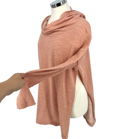 Free People Beach In A Hurry Hoodie Side Slit Pale Peach Pink Pullover One Size - Picture 6 of 12
